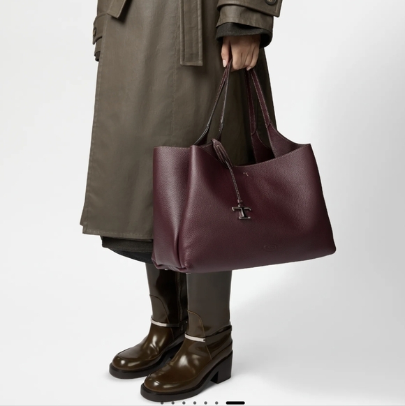 Tod's Medium Apa Leather Tote Burgundy - Picture 4 of 14
